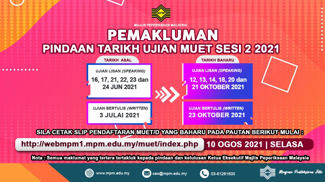 Pendaftaran muet sesi 2 2022