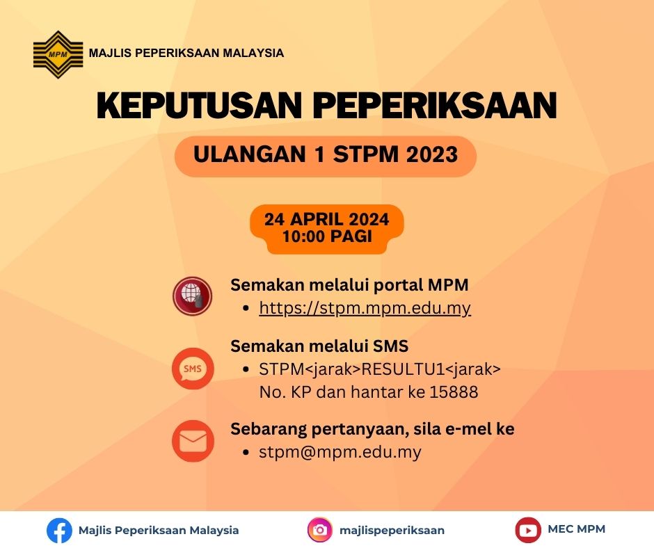 Keputusan Ulangan 1 (U1) STPM Tahun 2023