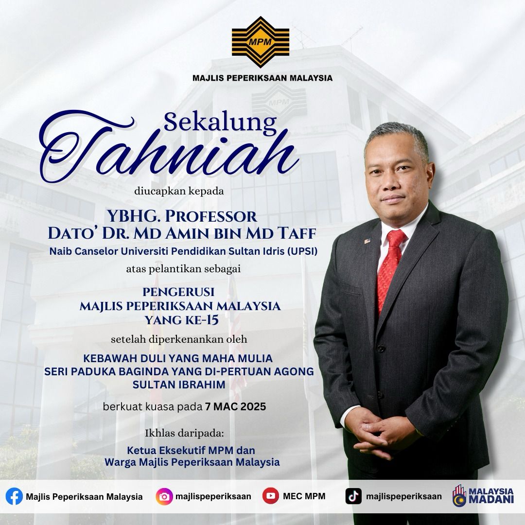 Pelantikan Pengerusi Majlis Peperiksaan Malaysia Yang Ke-15