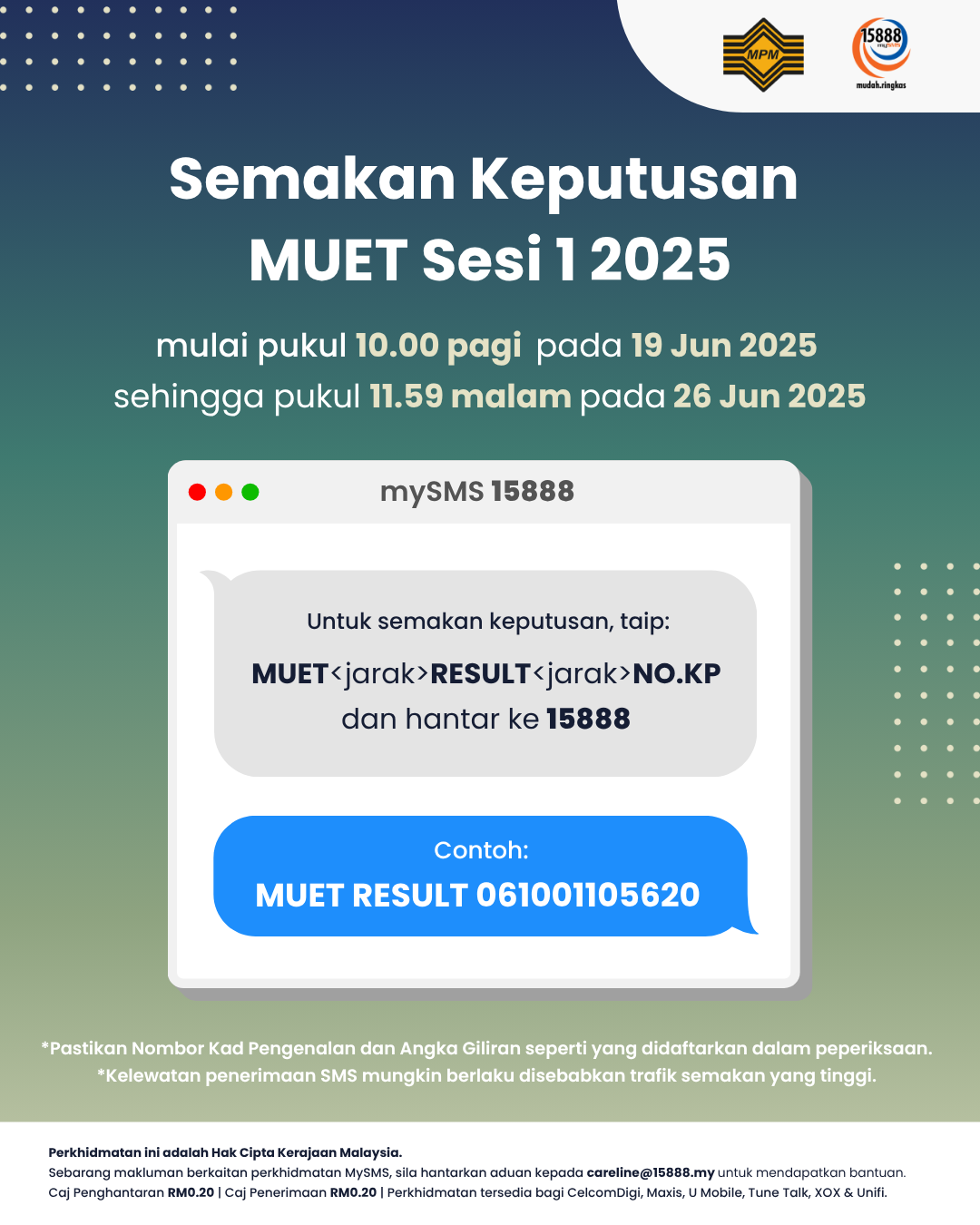 Semakan Keputusan MUET Sesi 1 2025
