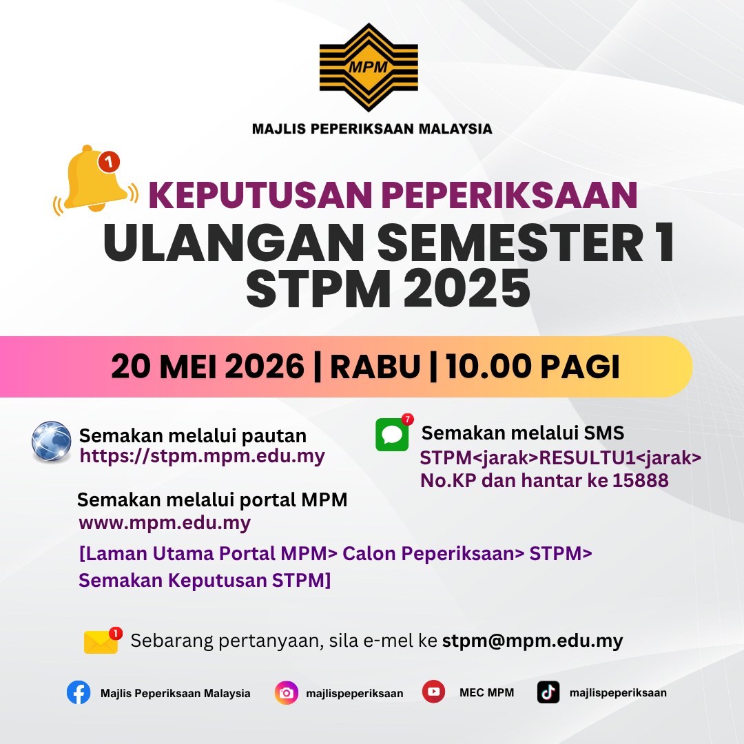 Keputusan Peperiksaan Ulangan Semester 1 STPM 2025