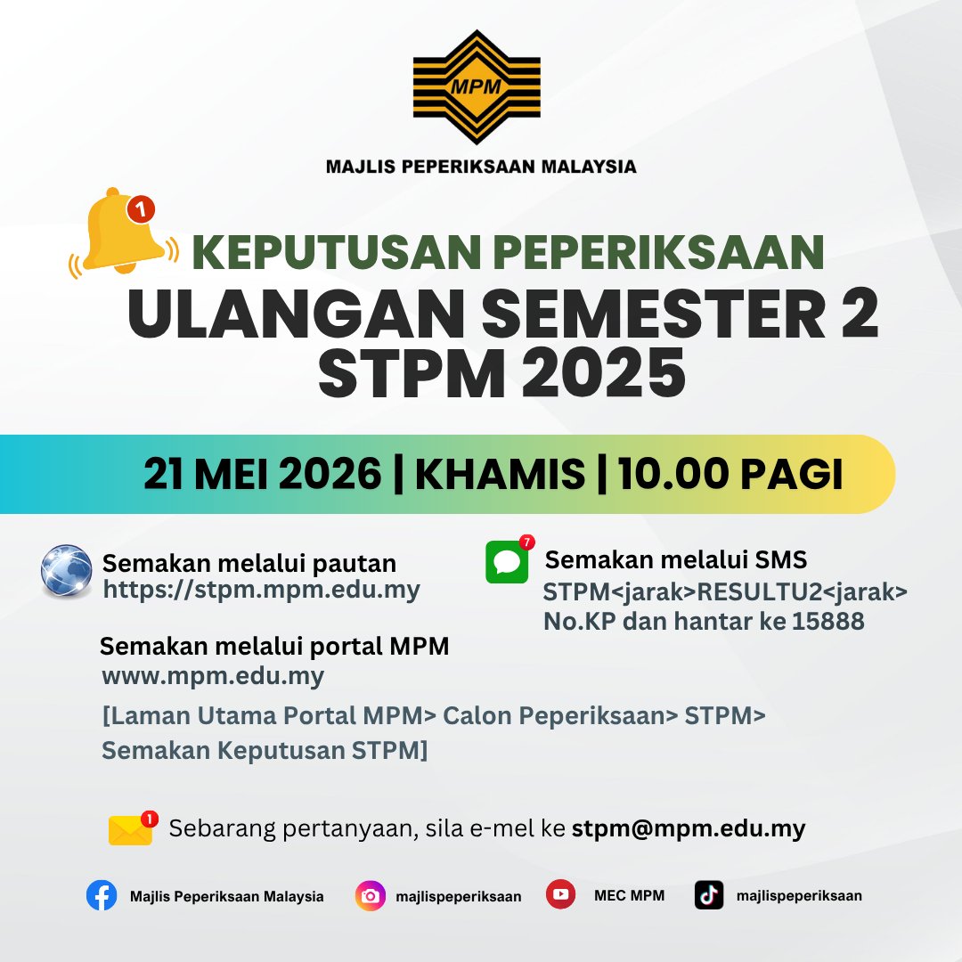 Keputusan Peperiksaan Ulangan Semester 2 STPM 2025